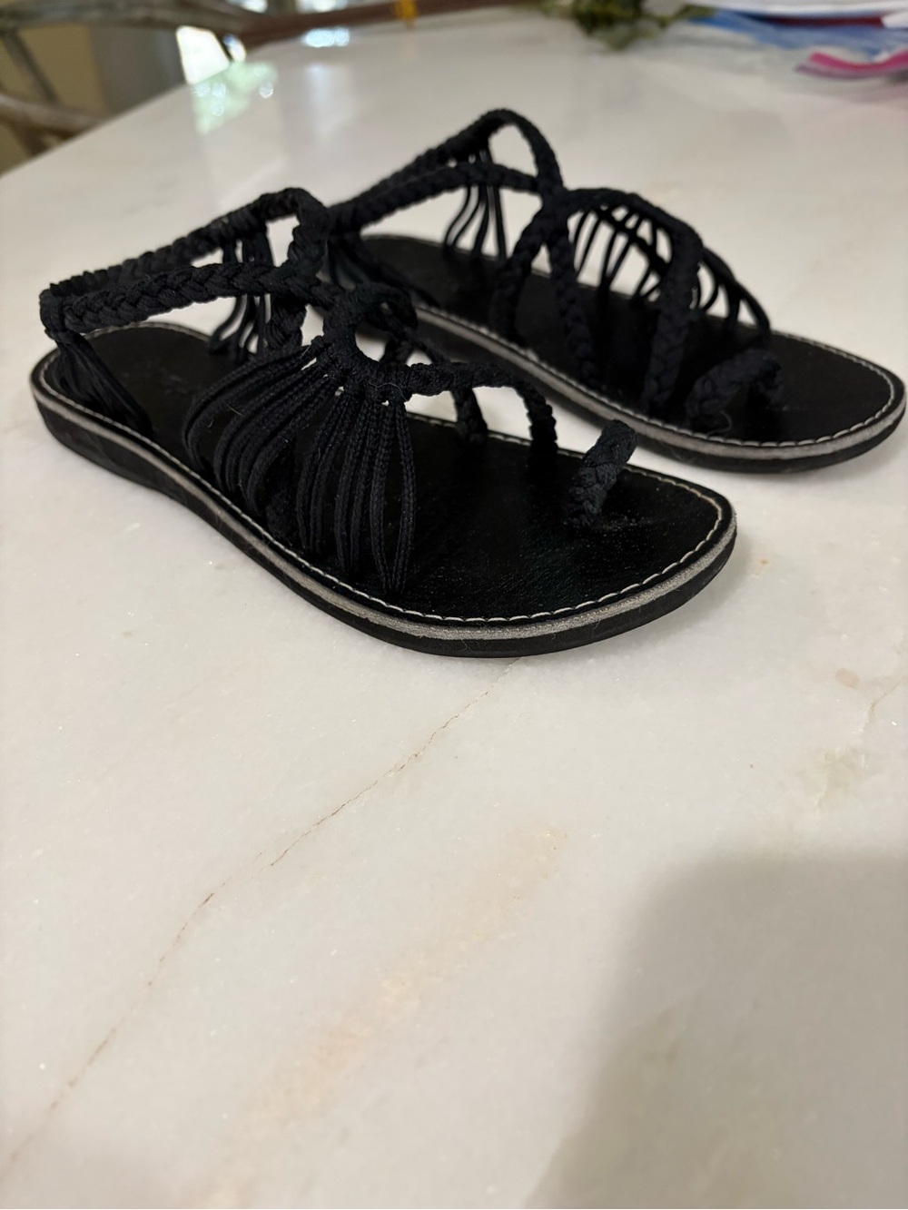 Woven Fringe Black Slide Sandals for Women - Stylish Casual Comfort